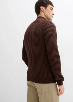 Hombre bonprix bonprix Chaqueta de punto de canalé de mezcla de algodón