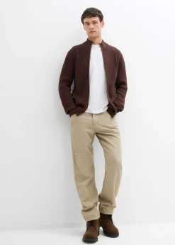 Hombre bonprix bonprix Chaqueta de punto de canalé de mezcla de algodón