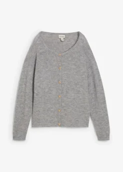 bonprix bonprix Premium|Jerséis>Chaqueta de punto de mezcla de alpaca Gris claro jaspeado