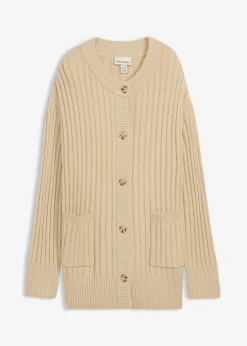 bonprix bonprix Jerséis|Ropa De Punto>Chaqueta de punto de mezcla de viscosa suave Arena claro