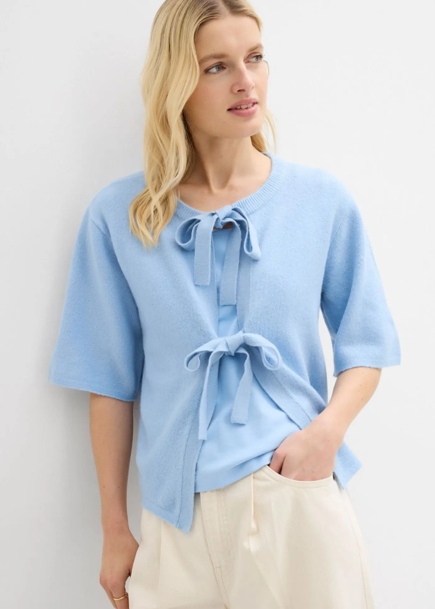 Mujer bonprix bonprix Chaqueta de punto fino con lazo