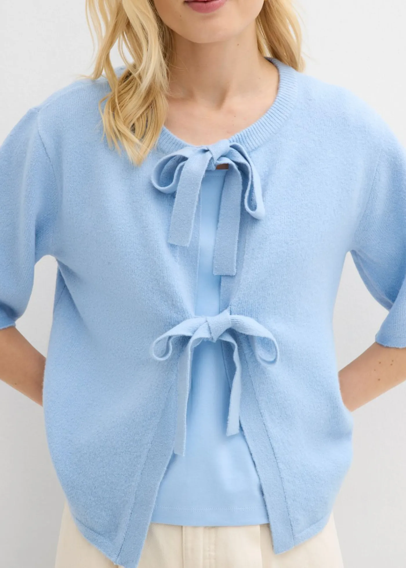 Mujer bonprix bonprix Chaqueta de punto fino con lazo