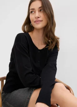 Mujer bonprix bonprix Chaqueta de punto fino con cuello redondo