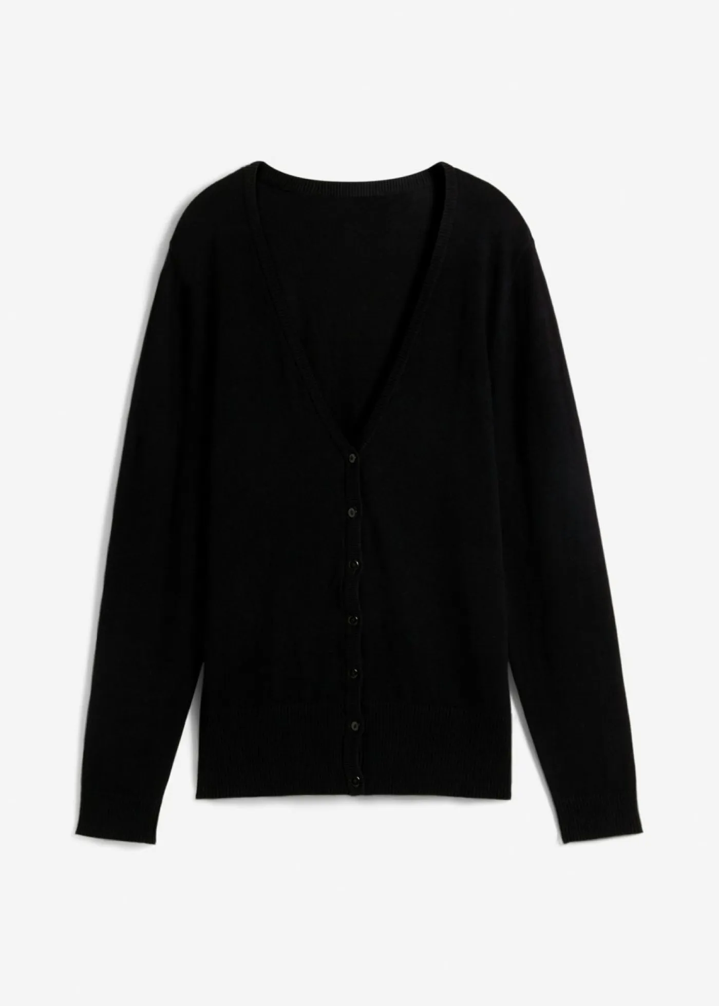bonprix bonprix Básicos|Jerséis>Chaqueta de punto fino con botones Negro