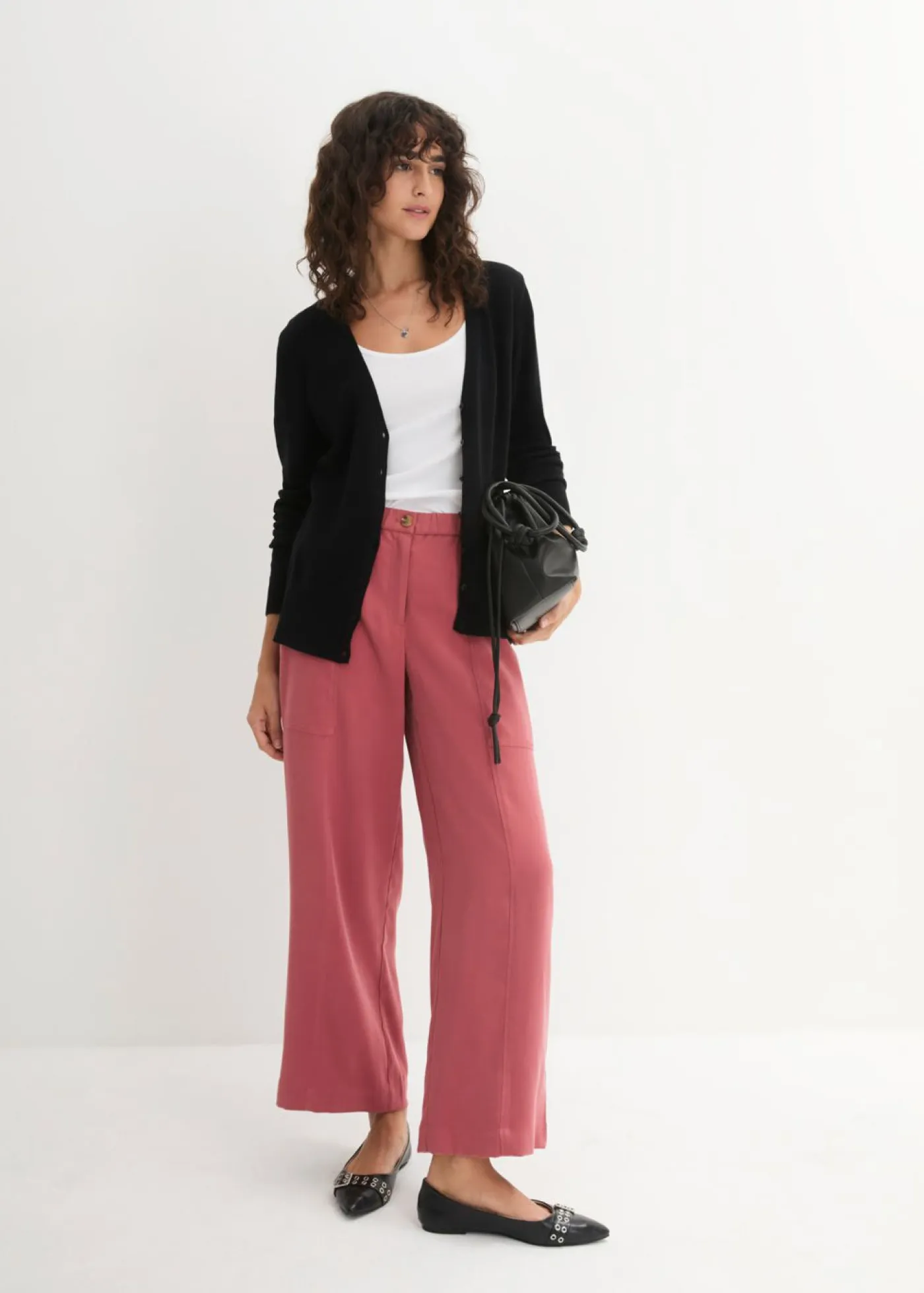 bonprix bonprix Básicos|Jerséis>Chaqueta de punto fino con botones Negro