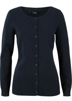 bonprix bonprix Básicos|Jerséis>Chaqueta de punto fino con algodón reciclado Azul oscuro