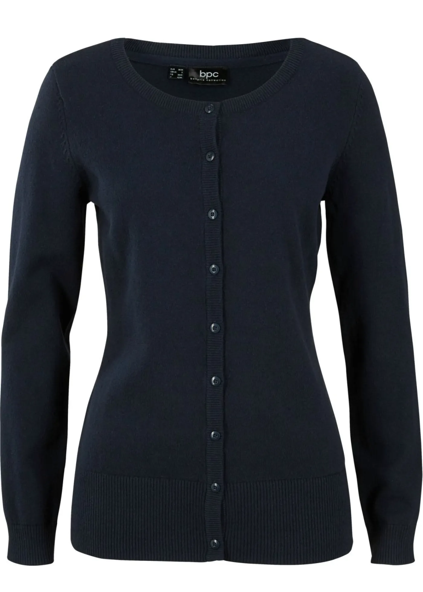 bonprix bonprix Básicos|Jerséis>Chaqueta de punto fino con algodón reciclado Azul oscuro