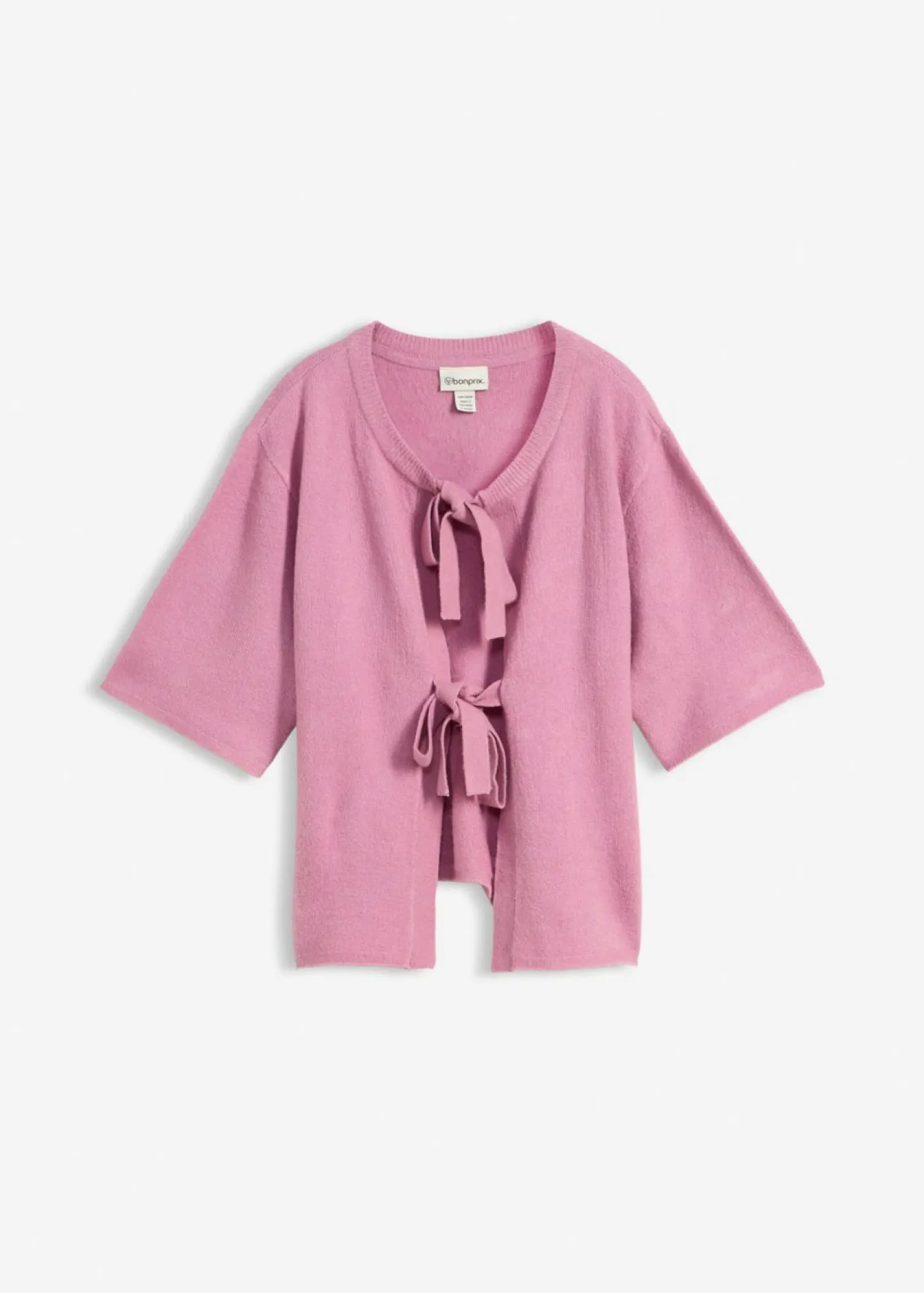 bonprix bonprix Jerséis|Novedades>Chaqueta de punto fino con lazo Malva