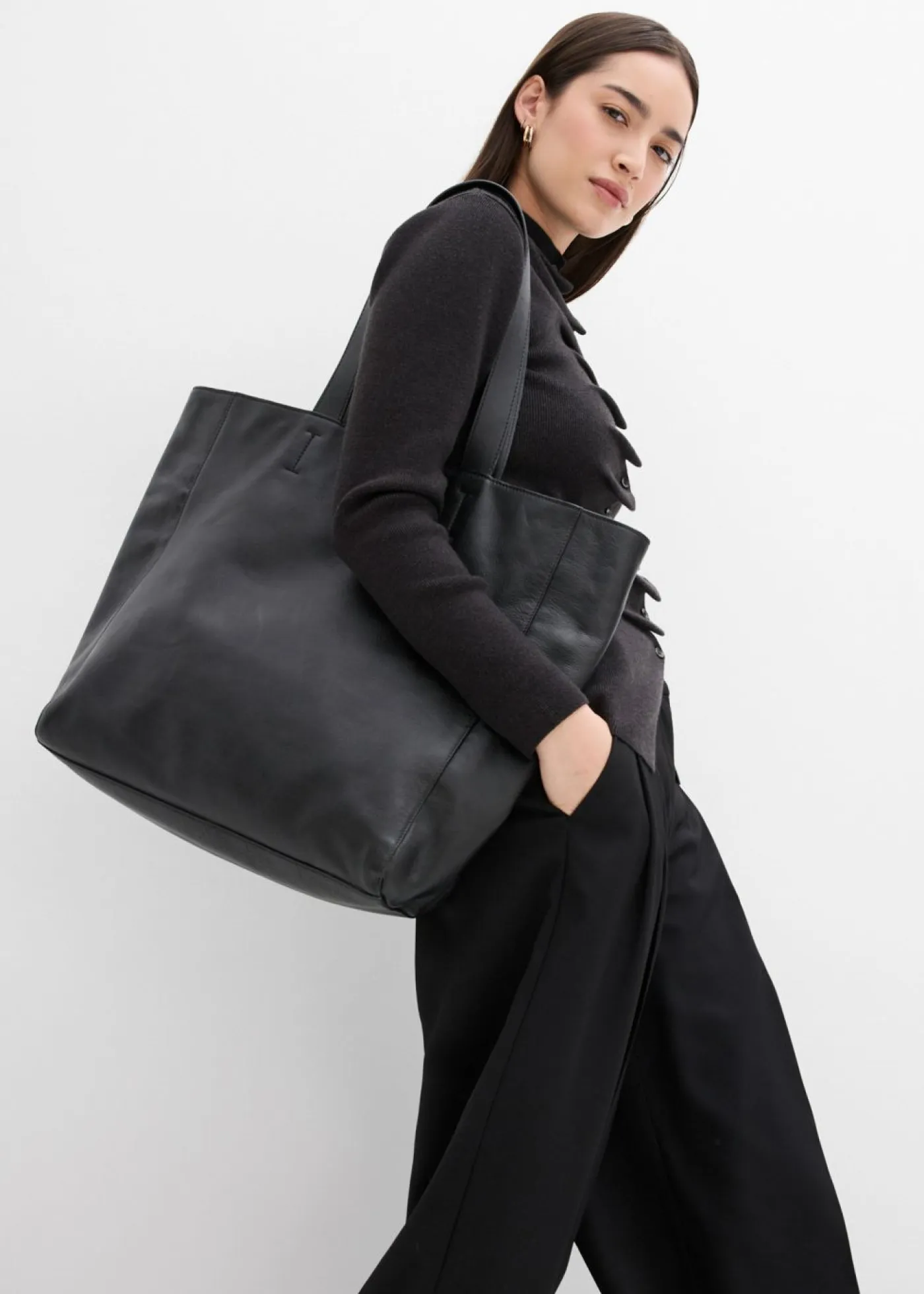 bonprix bonprix Esenciales|Jerséis>Chaqueta de punto fino de mezcla de viscosa suave Antracita jaspeado