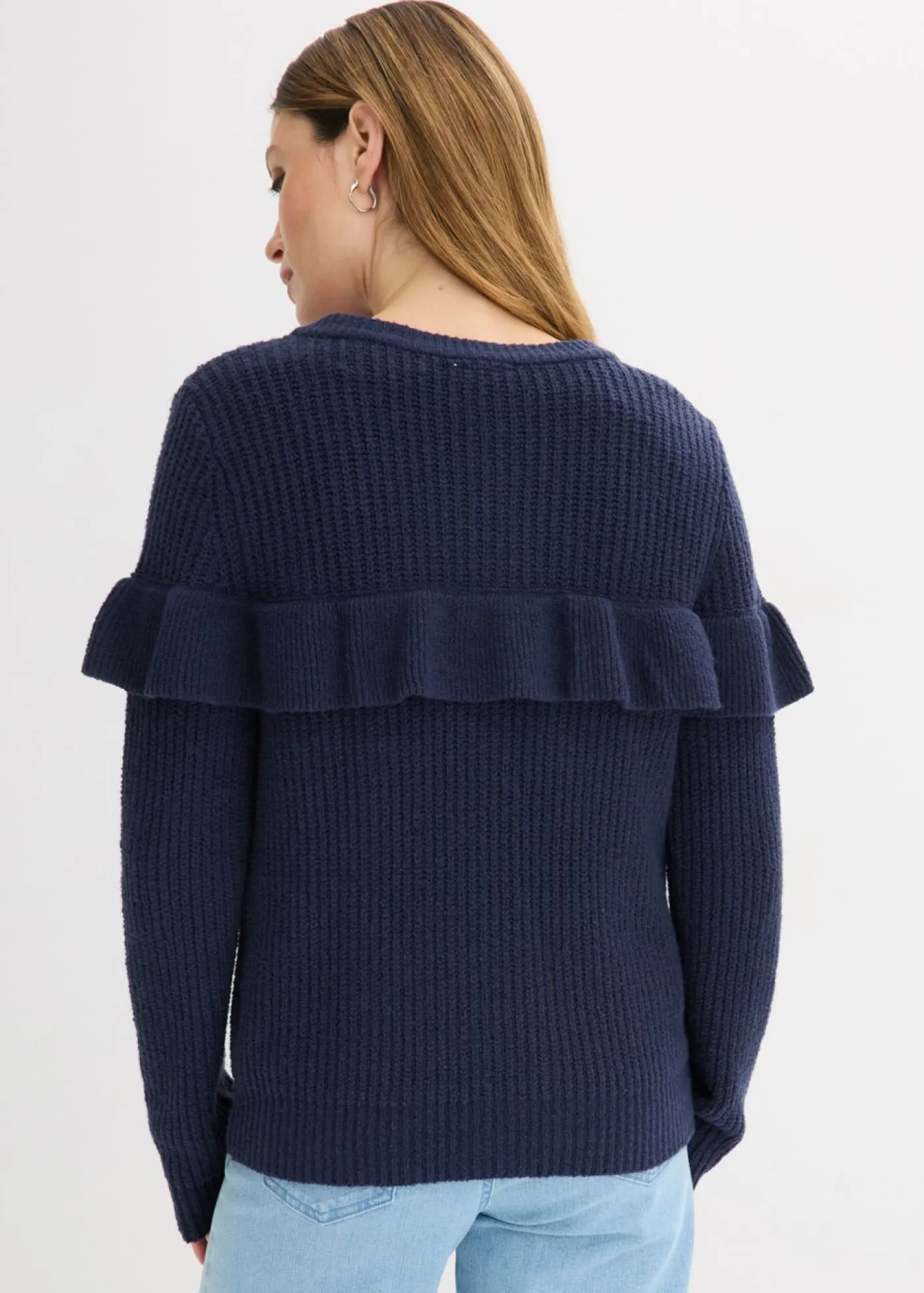 bonprix bonprix Jerséis|Ropa De Punto>Chaqueta de punto fino de mezcla de algodón Azul marino