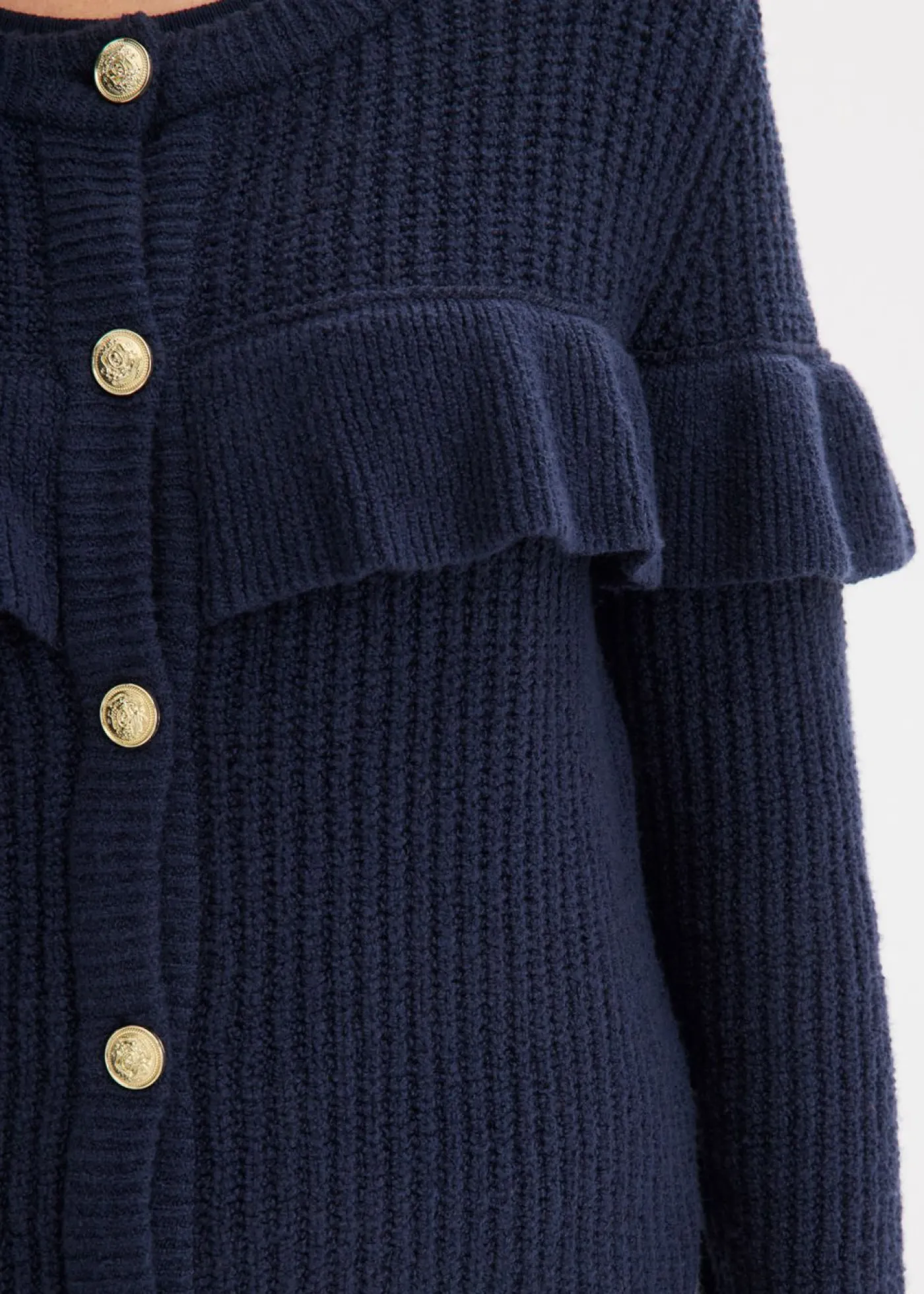 bonprix bonprix Jerséis|Ropa De Punto>Chaqueta de punto fino de mezcla de algodón Azul marino