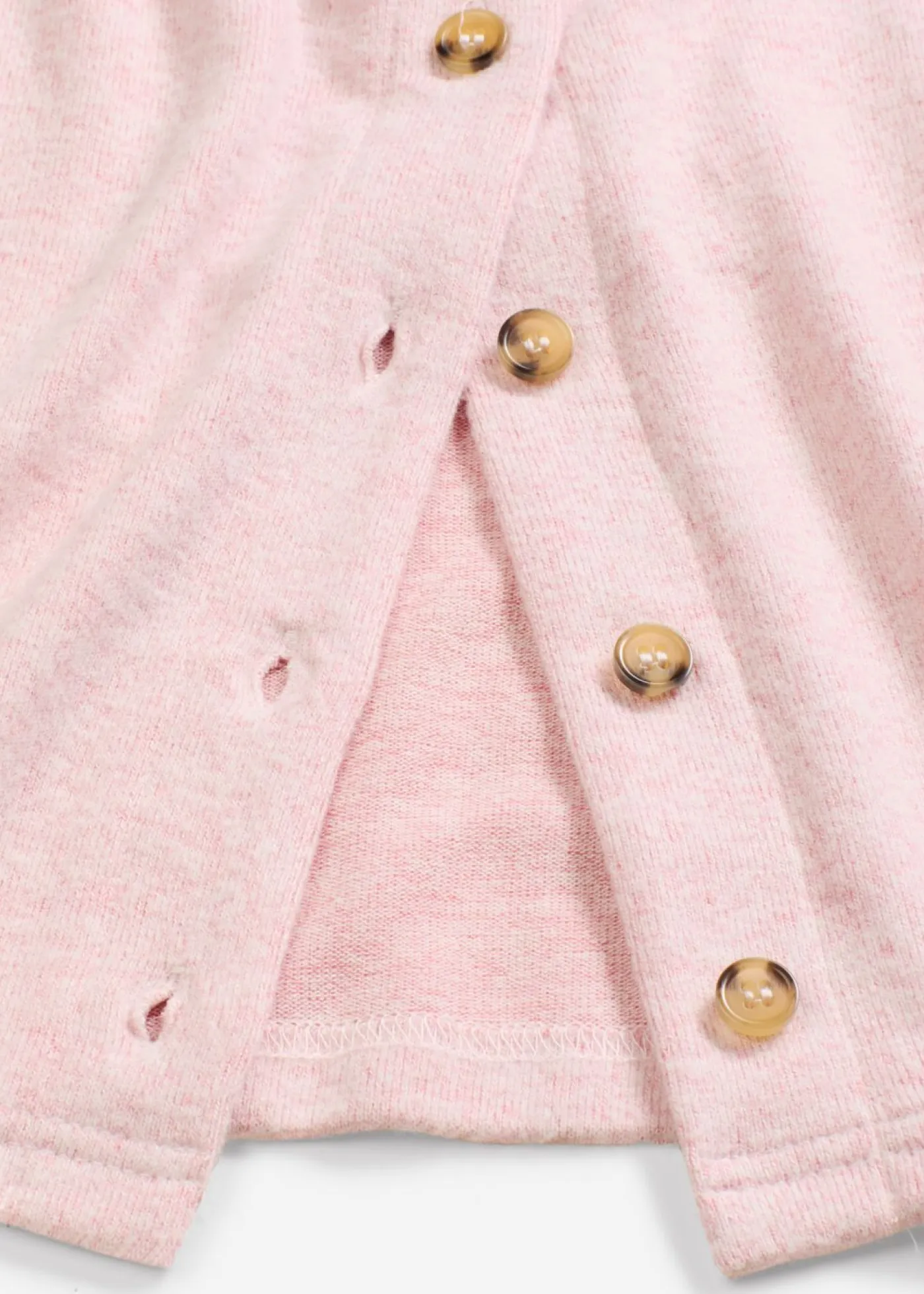 bonprix bonprix Jerséis|Ropa De Punto>Chaqueta de punto fino de canalé rosa ceniza moteado