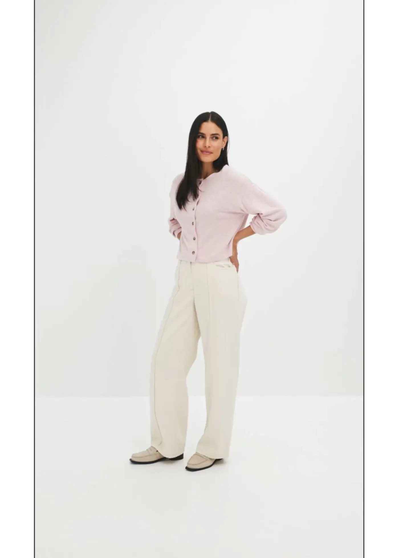 bonprix bonprix Jerséis|Ropa De Punto>Chaqueta de punto fino de canalé rosa ceniza moteado