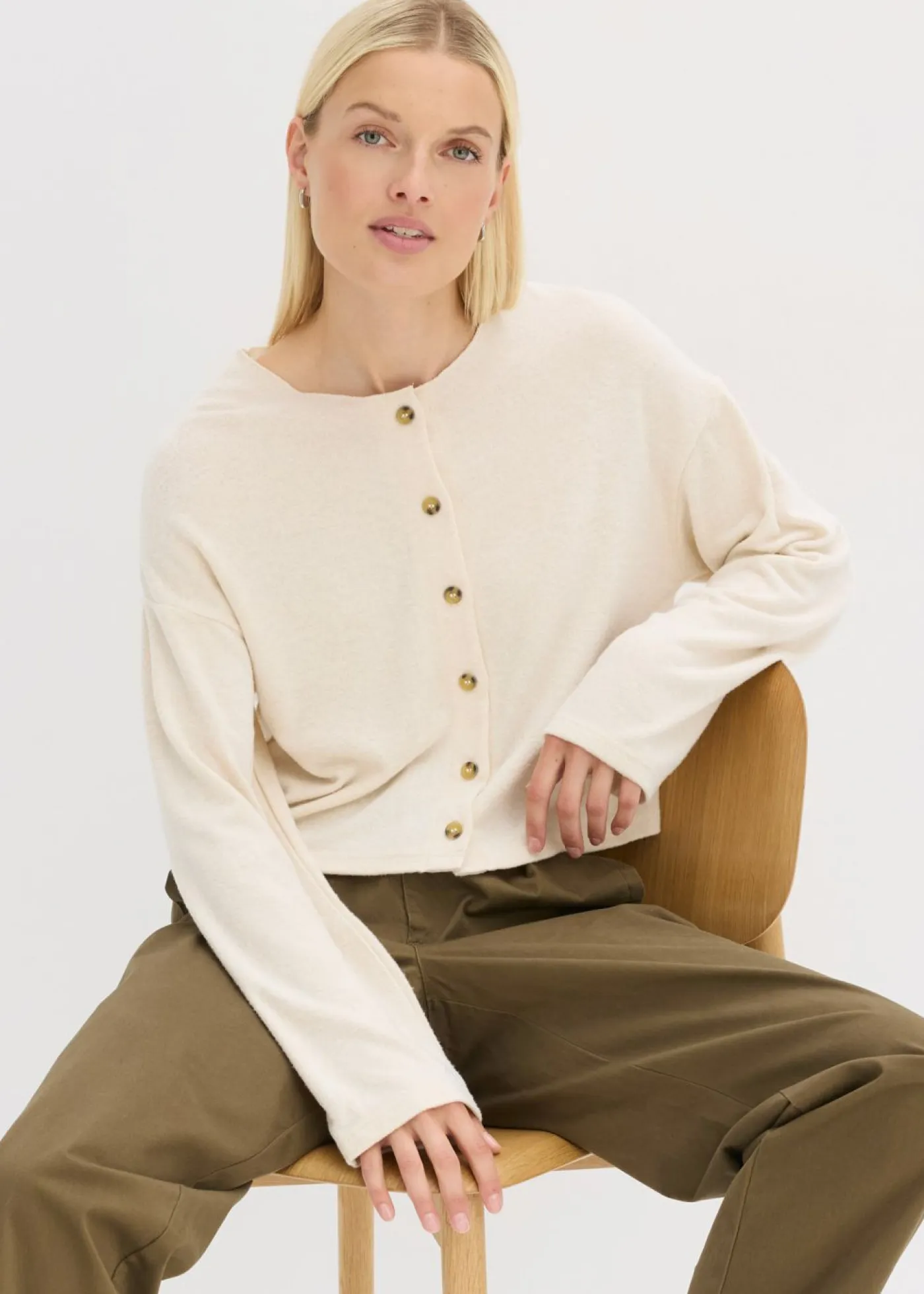 Mujer bonprix bonprix Chaqueta de punto fino de canalé