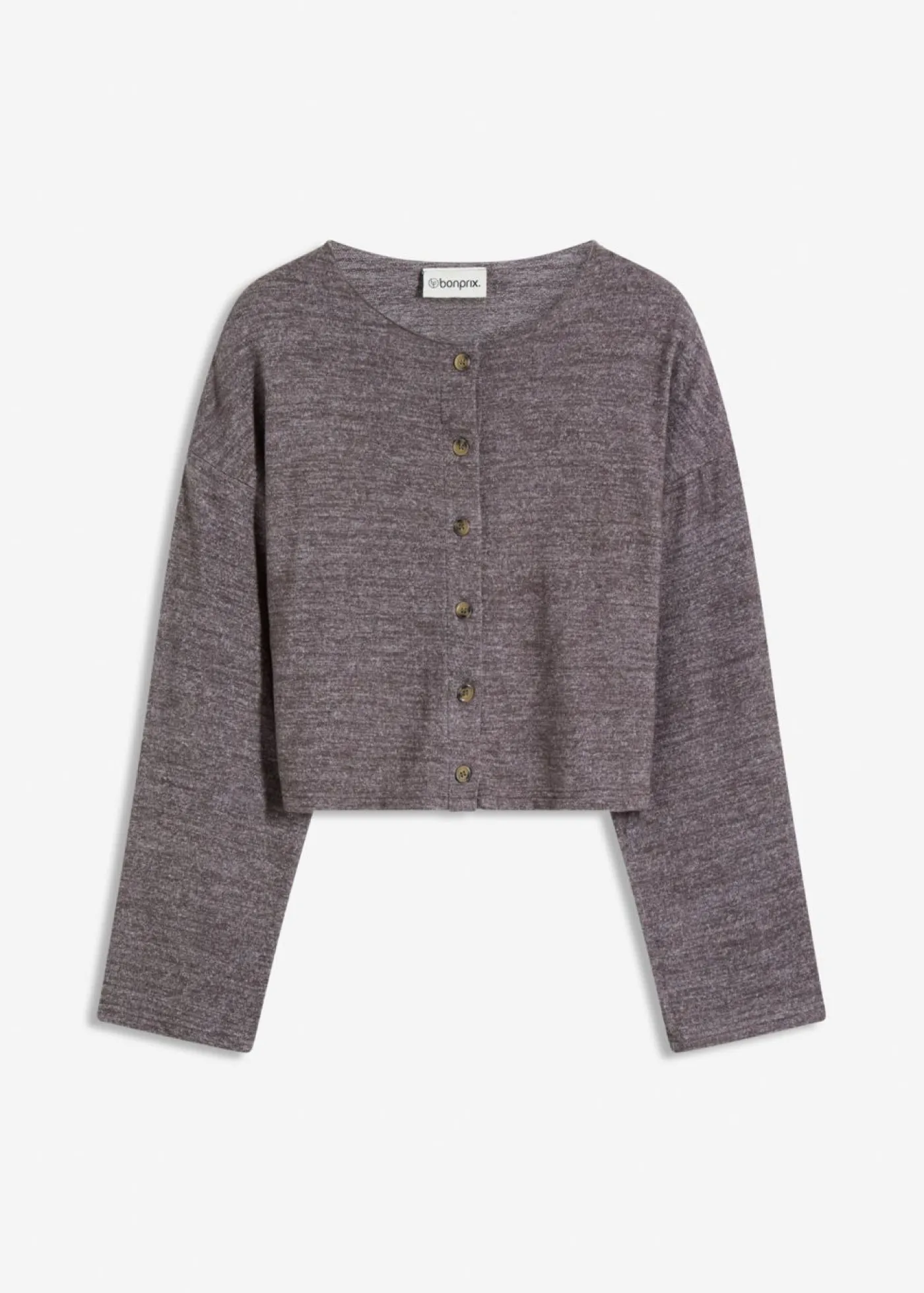 bonprix bonprix Jerséis|Ropa De Punto>Chaqueta de punto fino de canalé pizarra moteado