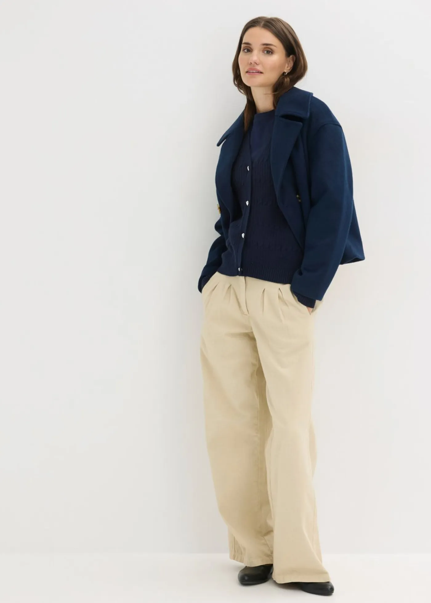 bonprix bonprix Jerséis|Ropa De Punto>Chaqueta de punto fino de mezcla de viscosa Azul marino