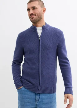 Hombre bonprix bonprix Chaqueta de punto fino de algodón puro