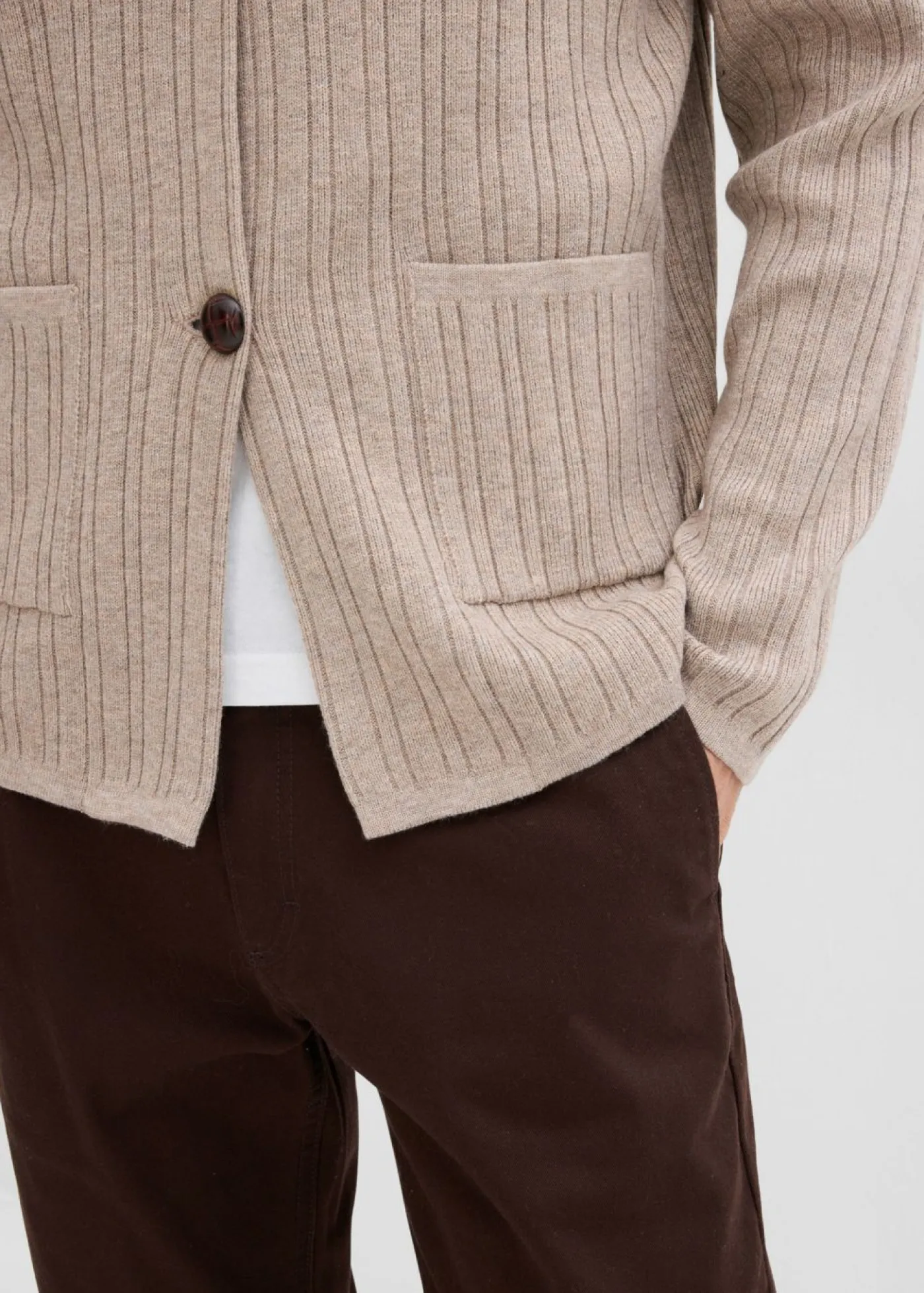 Hombre bonprix bonprix Chaqueta de punto fino de canalé