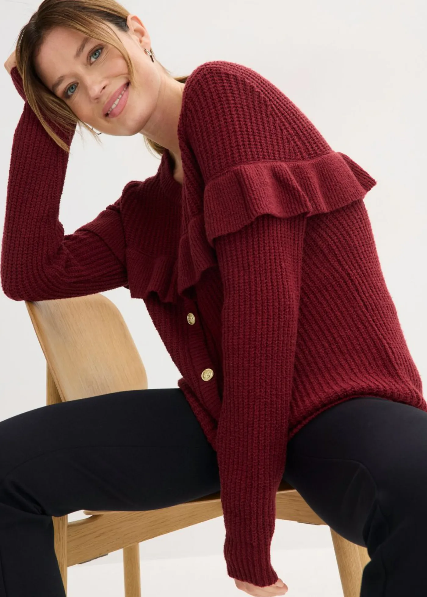 Mujer bonprix bonprix Chaqueta de punto fino de mezcla de algodón