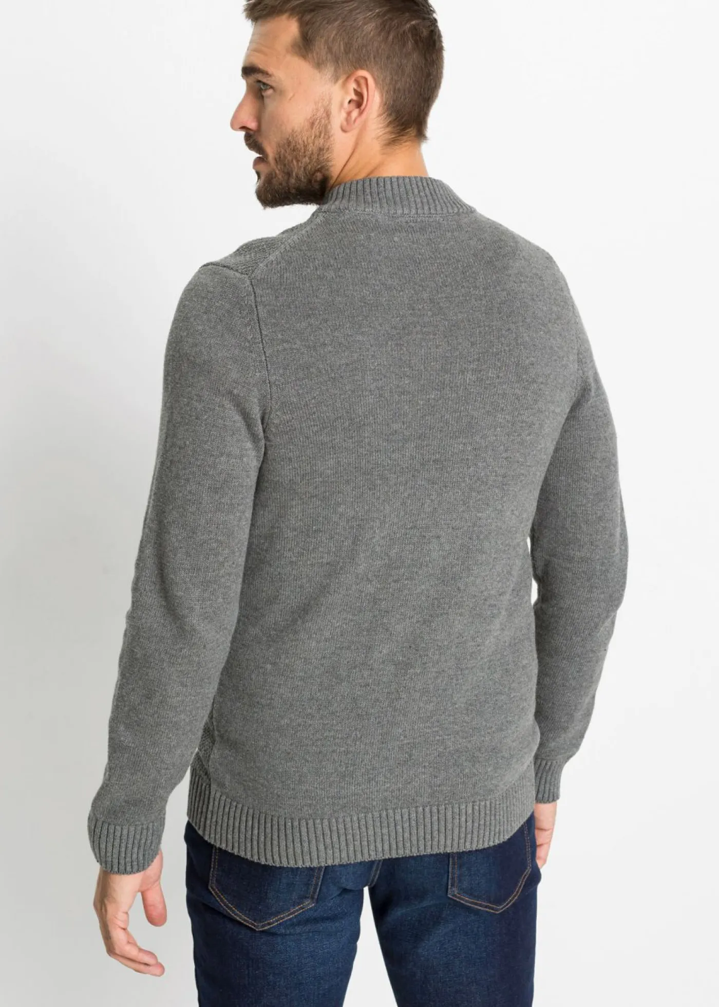 Hombre bonprix bonprix Chaqueta de punto fino de algodón puro