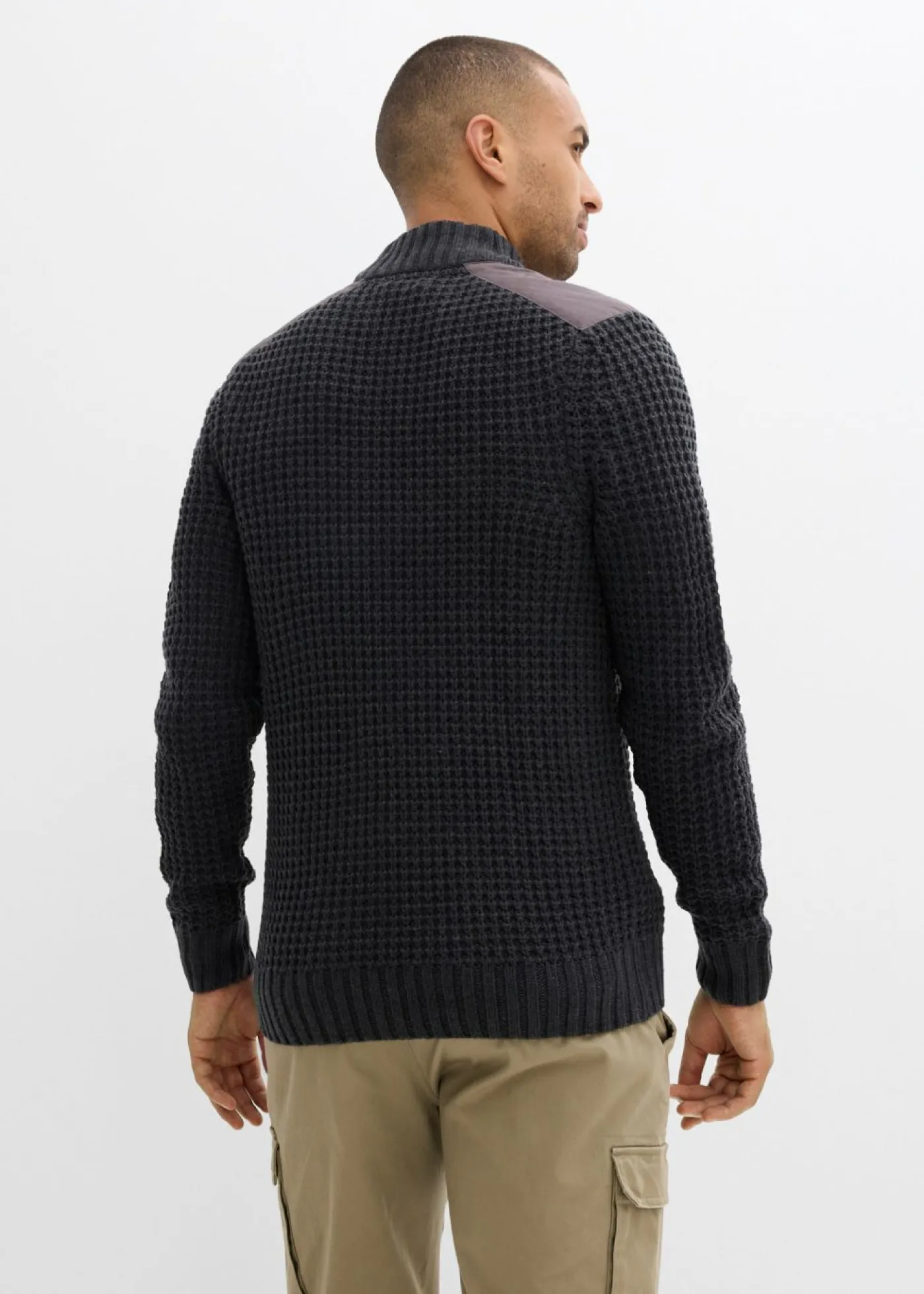 bonprix bonprix Jerséis Y Cárdigans>Chaqueta de punto grueso con estructura de barquillo y práctico bolsillo en el pecho pizarra moteado