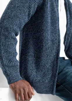 Hombre bonprix bonprix Chaqueta de punto grueso con capucha de suave mezcla de algodón