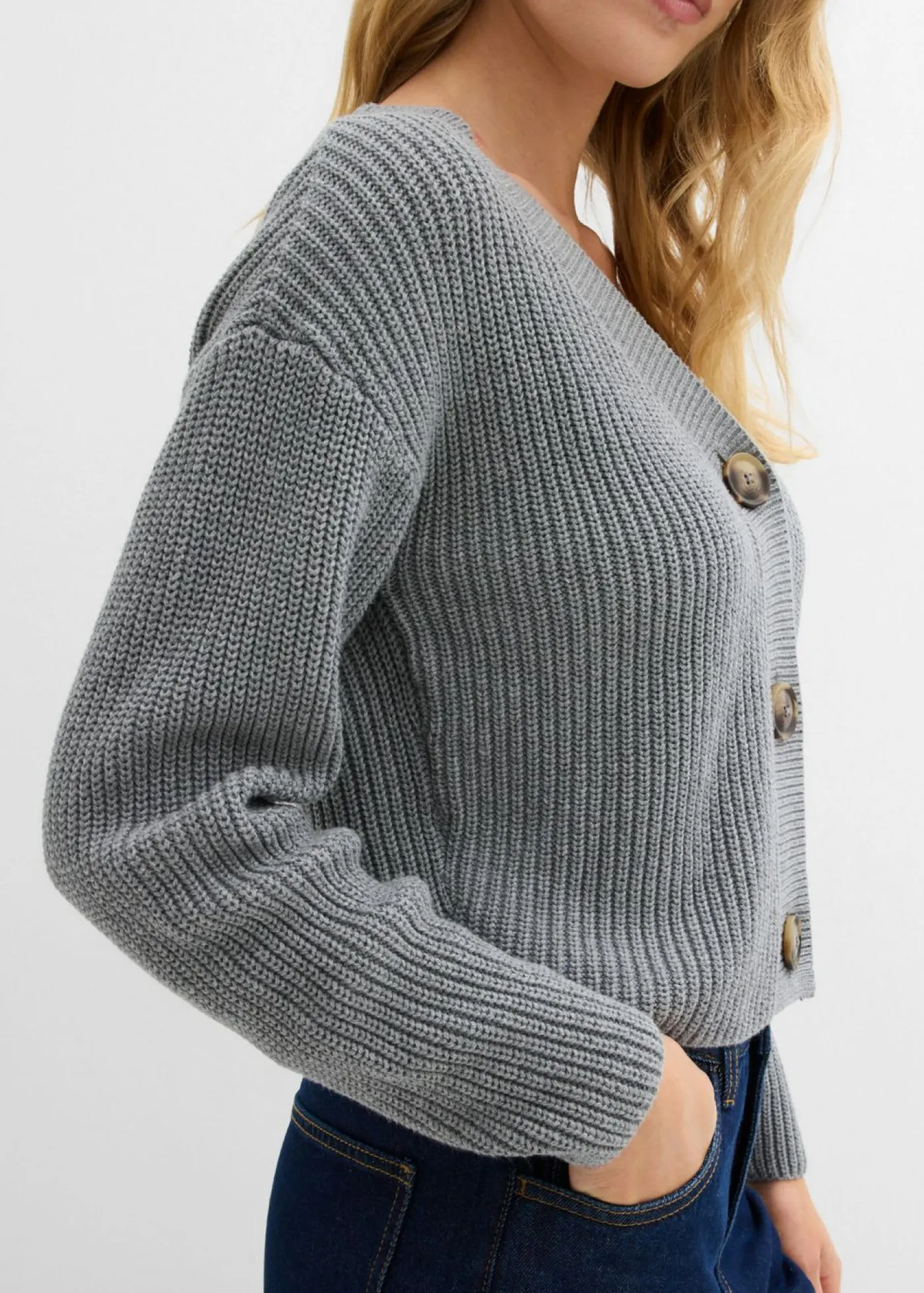 Mujer bonprix bonprix Chaqueta de punto grueso de algodón puro