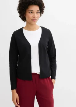 bonprix bonprix Básicos|Camisetas>Chaqueta de punto grueso de algodón orgánico puro Negro