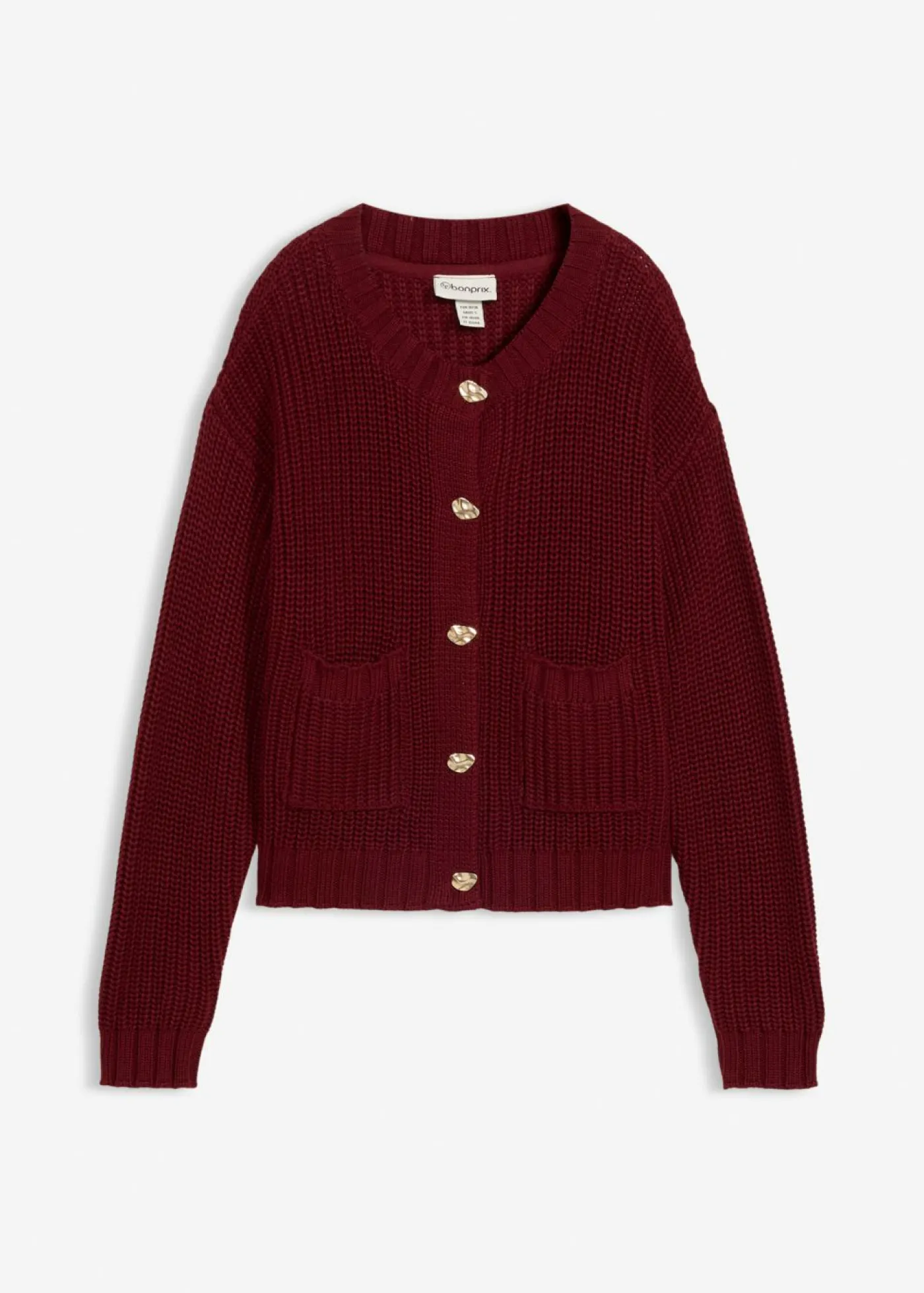 Mujer bonprix bonprix Chaqueta de punto grueso con botones con efecto martillado