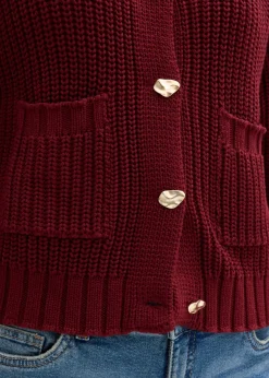 Mujer bonprix bonprix Chaqueta de punto grueso con botones con efecto martillado