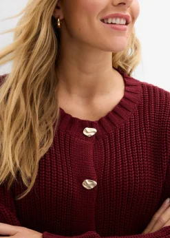 Mujer bonprix bonprix Chaqueta de punto grueso con botones con efecto martillado