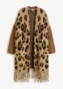 bonprix bonprix Jerséis|Ropa De Punto>Chaqueta de punto holgada estampado leo beige-negro-marrón