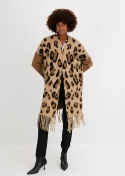 bonprix bonprix Jerséis|Ropa De Punto>Chaqueta de punto holgada estampado leo beige-negro-marrón