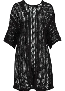 bonprix bonprix Jerséis|Ropa De Punto>Chaqueta de punto larga con calados Negro