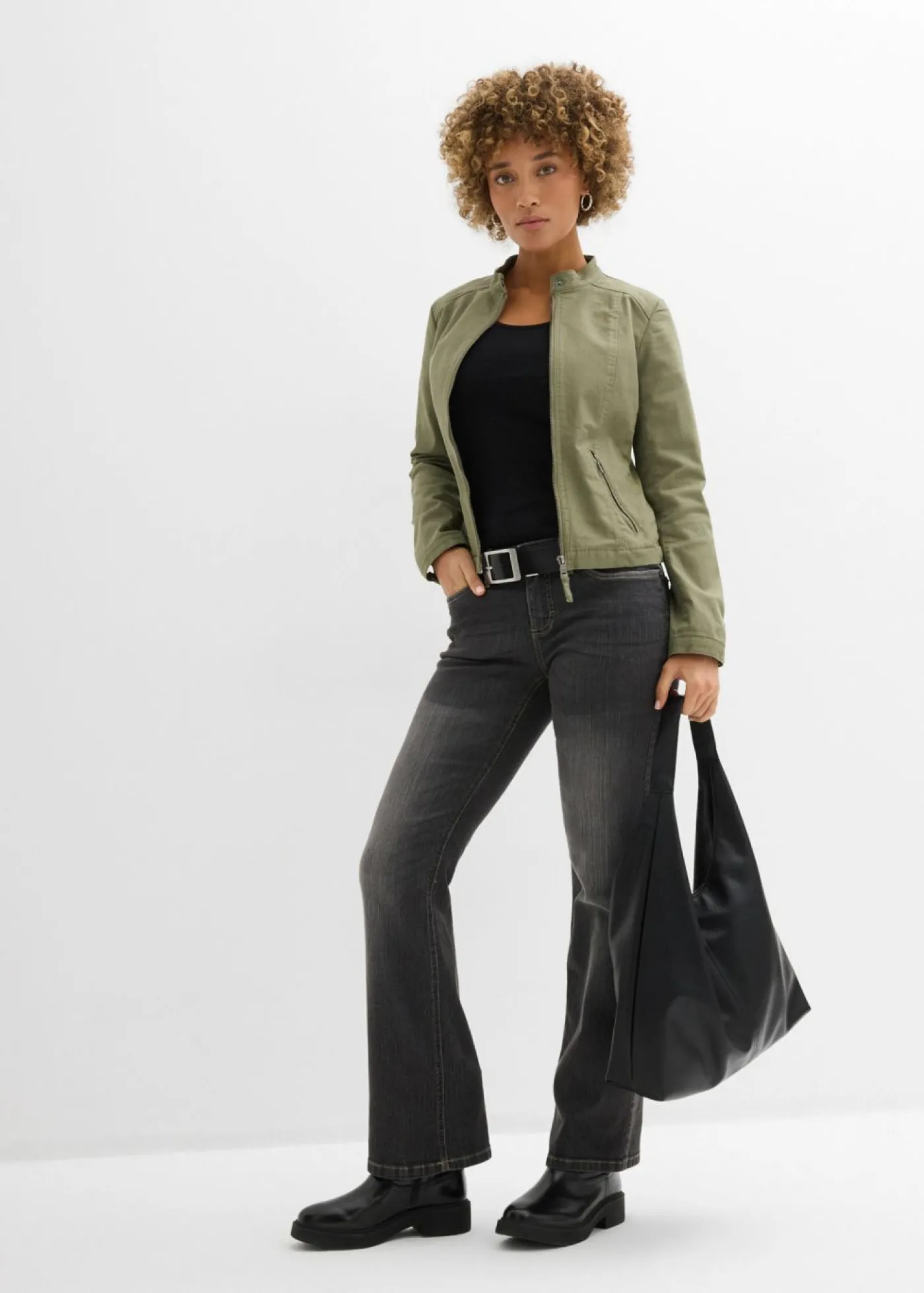 Mujer bonprix bonprix Chaqueta de sarga de algodón con insertos elásticos en los laterales