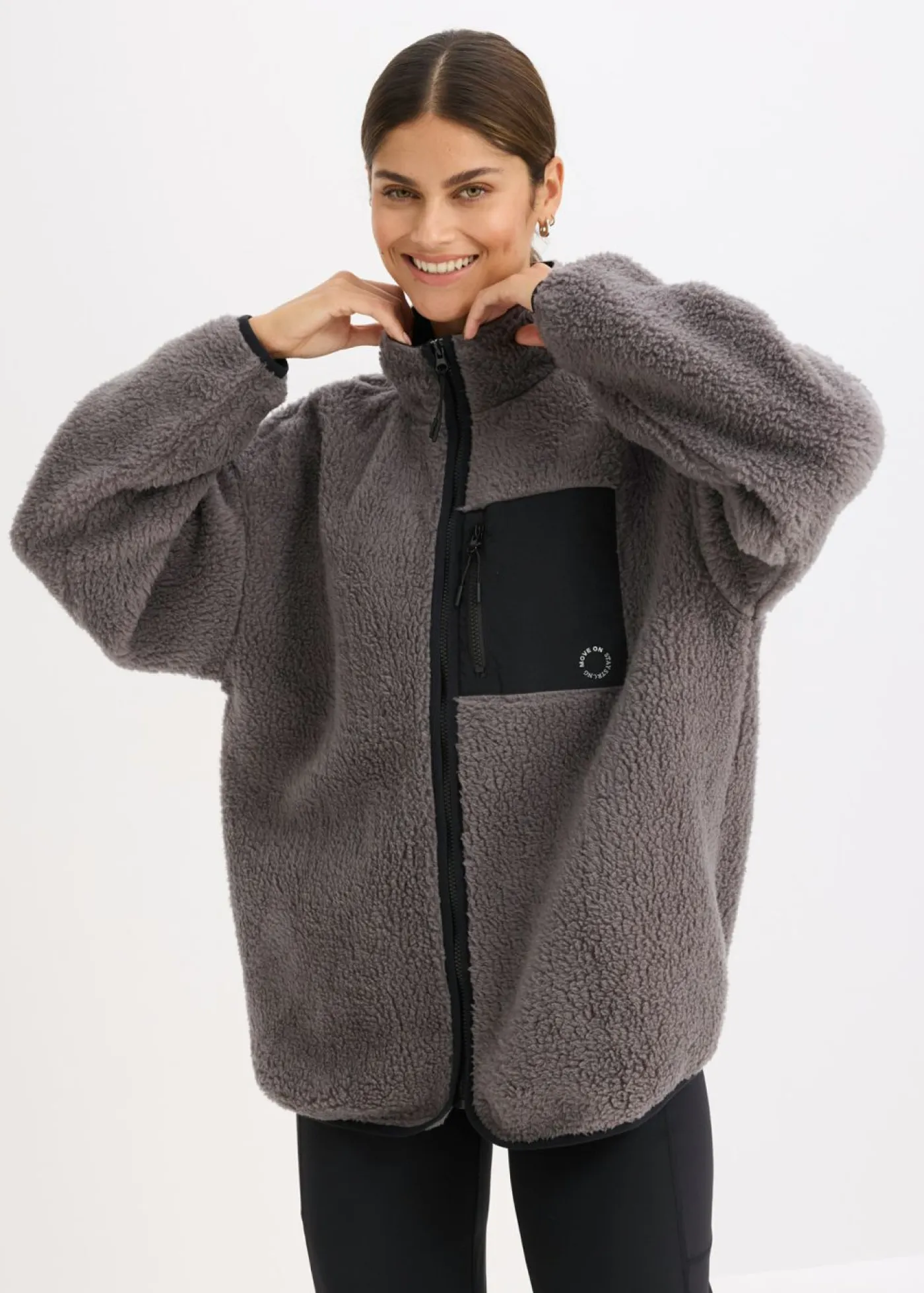 bonprix bonprix Ropa Deportiva|Chaquetas Y Abrigos>Chaqueta deportiva funcional con corte holgado Pizarra + negro