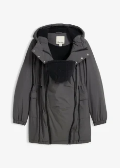 bonprix bonprix Premamá>Chaqueta forrada para durante y después del embarazo gris oscuro-negro