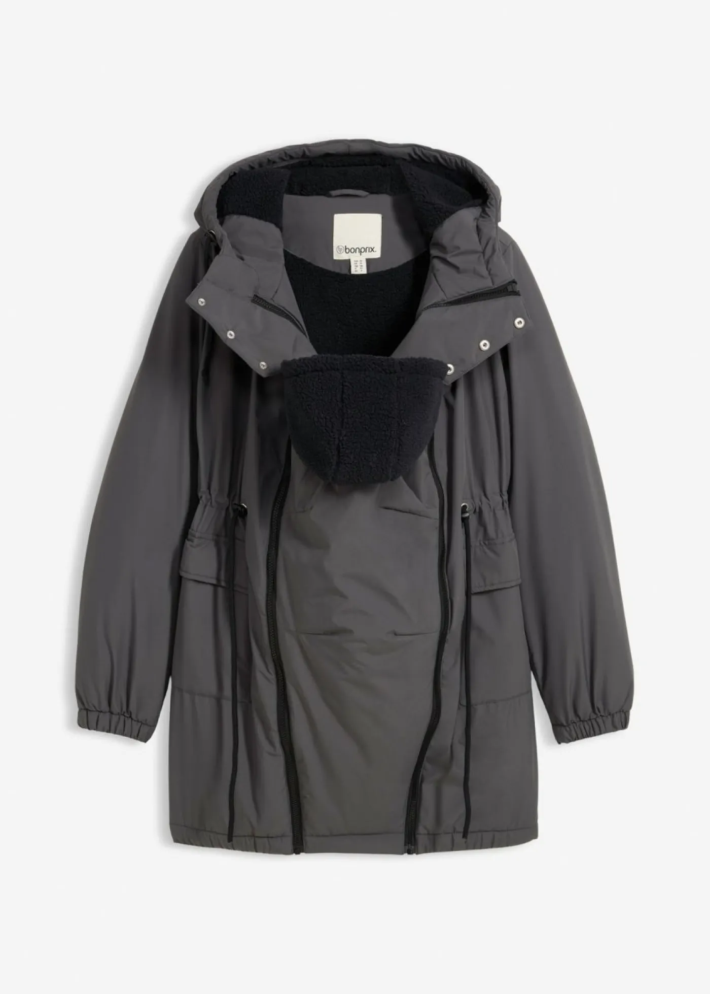 bonprix bonprix Premamá>Chaqueta forrada para durante y después del embarazo gris oscuro-negro
