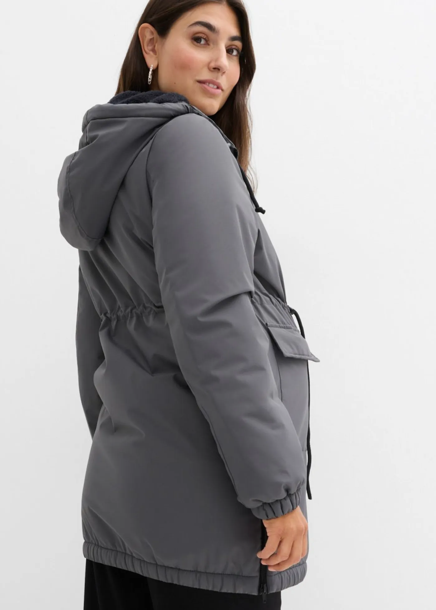 bonprix bonprix Premamá>Chaqueta forrada para durante y después del embarazo gris oscuro-negro