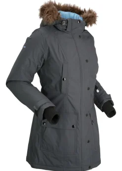 bonprix bonprix Chaquetas Y Abrigos>Chaqueta funcional de trekking con capucha, diseño largo y tejido impermeable pizarra