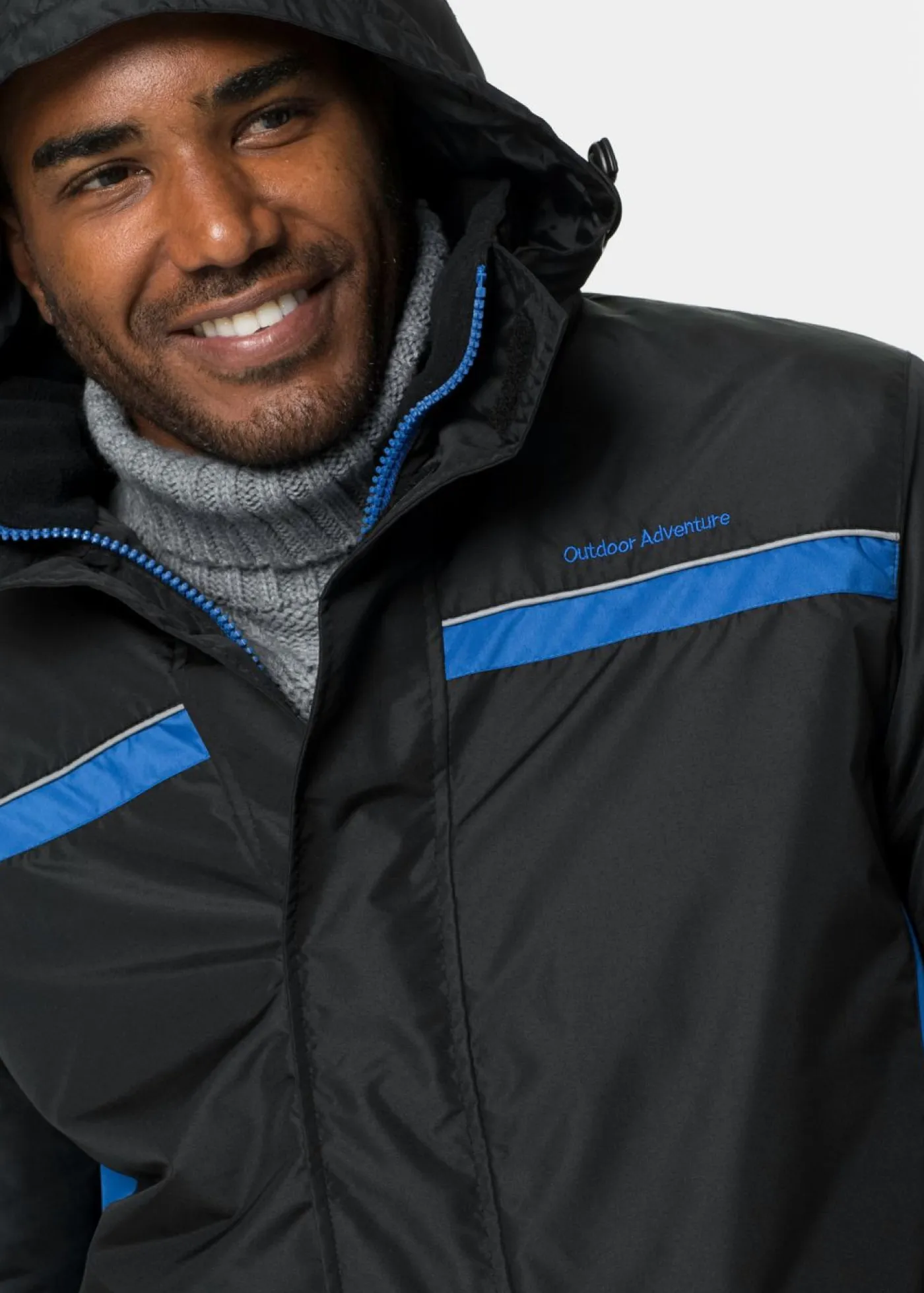 bonprix bonprix Chaquetas Y Abrigos·Chaquetas|Chaquetas Y Abrigos·Chaquetas Técnicas>Chaqueta funcional impermeable con capucha desmontable Negro/Azur