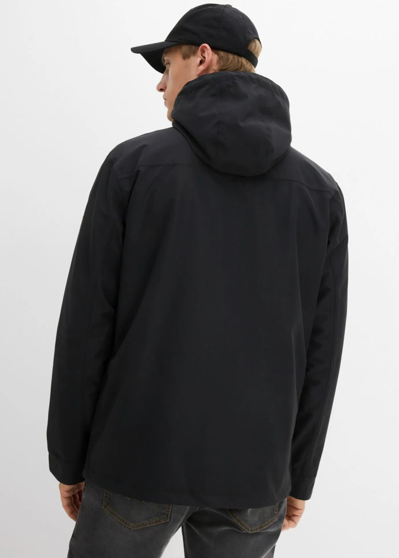 bonprix bonprix Chaquetas Y Abrigos·Chaquetas Impermeables|Chaquetas Y Abrigos·Chaquetas>Chaqueta funcional impermeable con capucha y detalles de piel sintética Negro