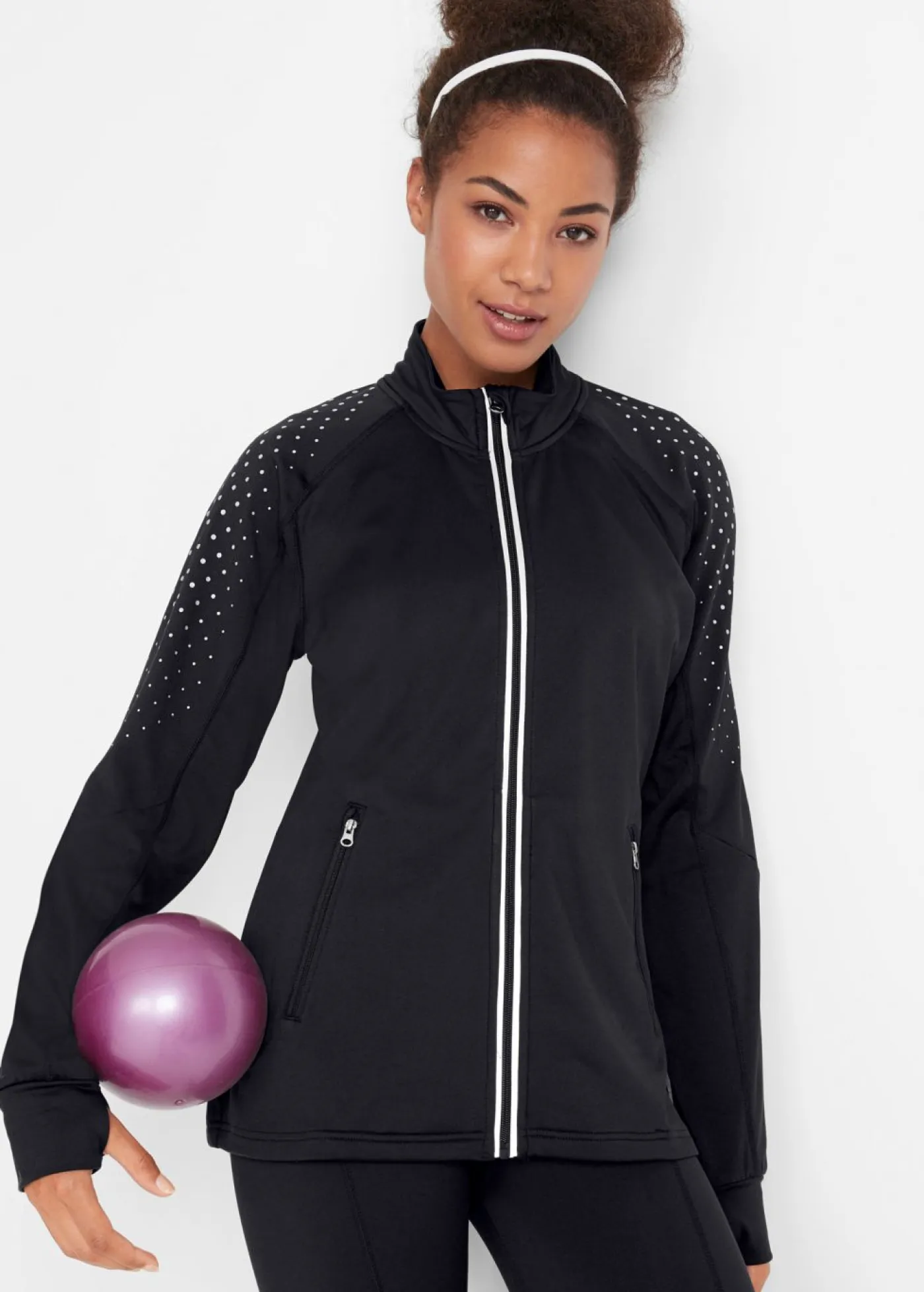 bonprix bonprix Ropa Térmica|Ropa Para El Aire Libre>Chaqueta funcional térmica con estampado reflectante Negro de lunares