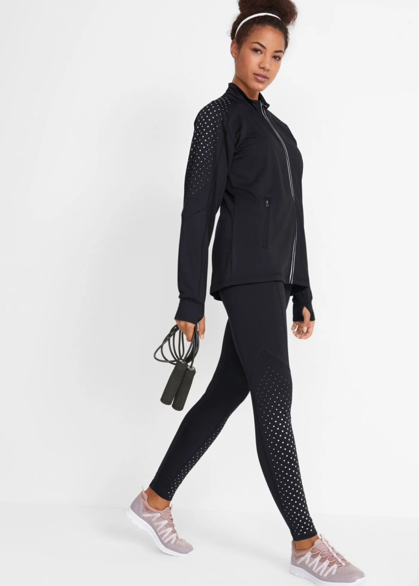 bonprix bonprix Ropa Térmica|Ropa Para El Aire Libre>Chaqueta funcional térmica con estampado reflectante Negro de lunares