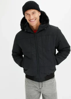 Hombre bonprix bonprix Chaqueta guateada con capucha de pelo y forma de cazadora