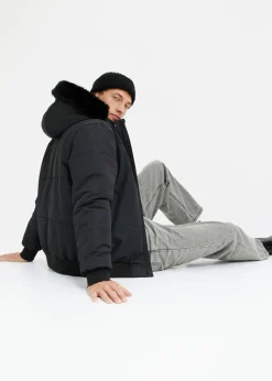 Hombre bonprix bonprix Chaqueta guateada con capucha de pelo y forma de cazadora