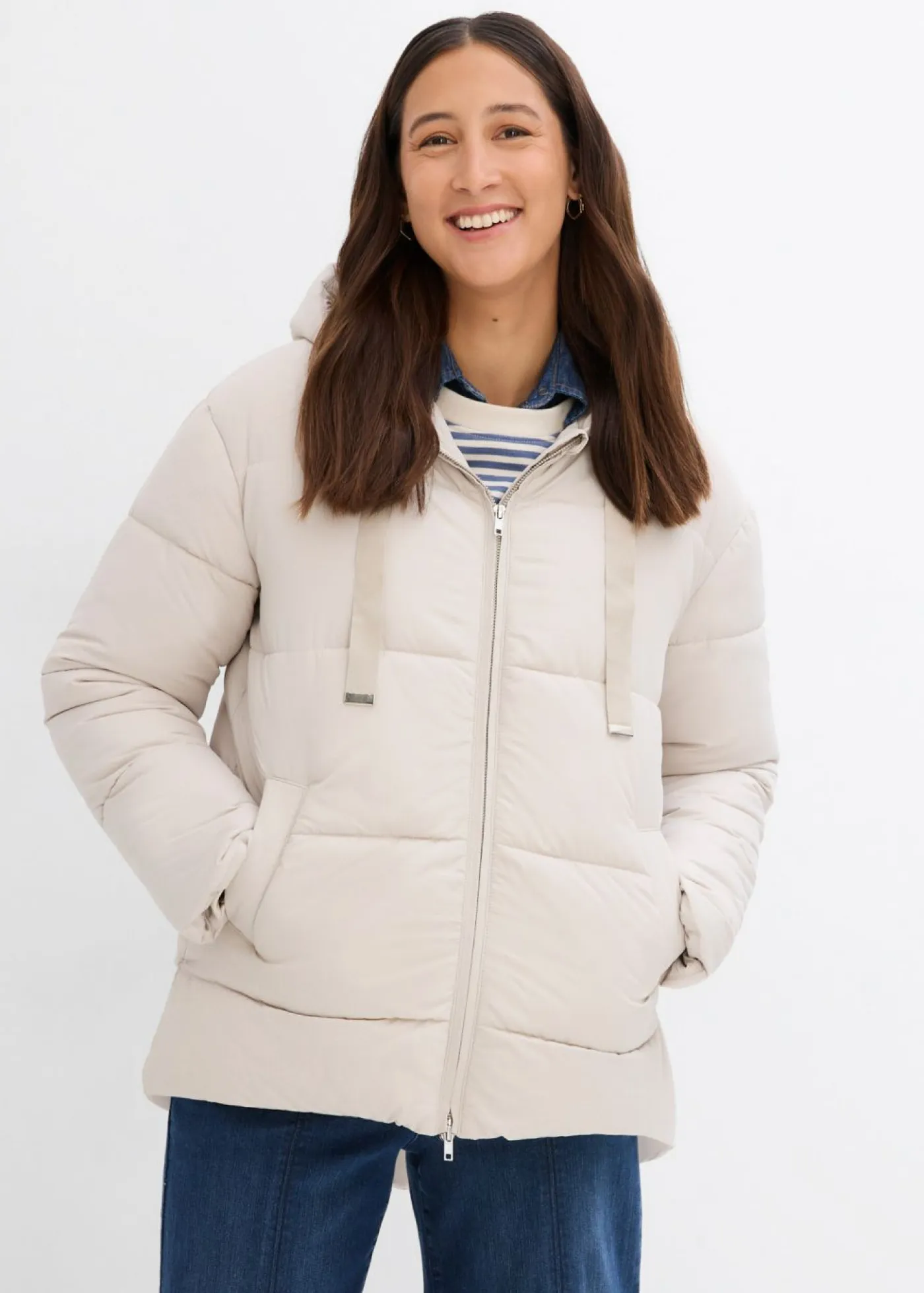 bonprix bonprix Chaquetas Y Abrigos>Chaqueta guateada con corte holgado masilla