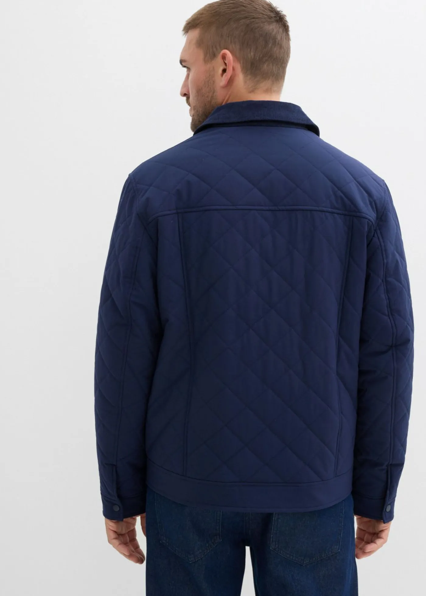 bonprix bonprix Chaquetas Y Abrigos·Chaquetas|Chaquetas Y Abrigos·Chaquetas Técnicas>Chaqueta guateada con cuello de pana Azul marino