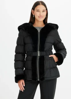 bonprix bonprix Chaquetas Y Abrigos>Chaqueta guateada con pelo sintético Negro
