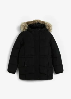 bonprix bonprix Ropa 9 A 16 Años·Chaquetas Y Outdoor>Chaqueta guateada de invierno con capucha de pelo Negro estampado